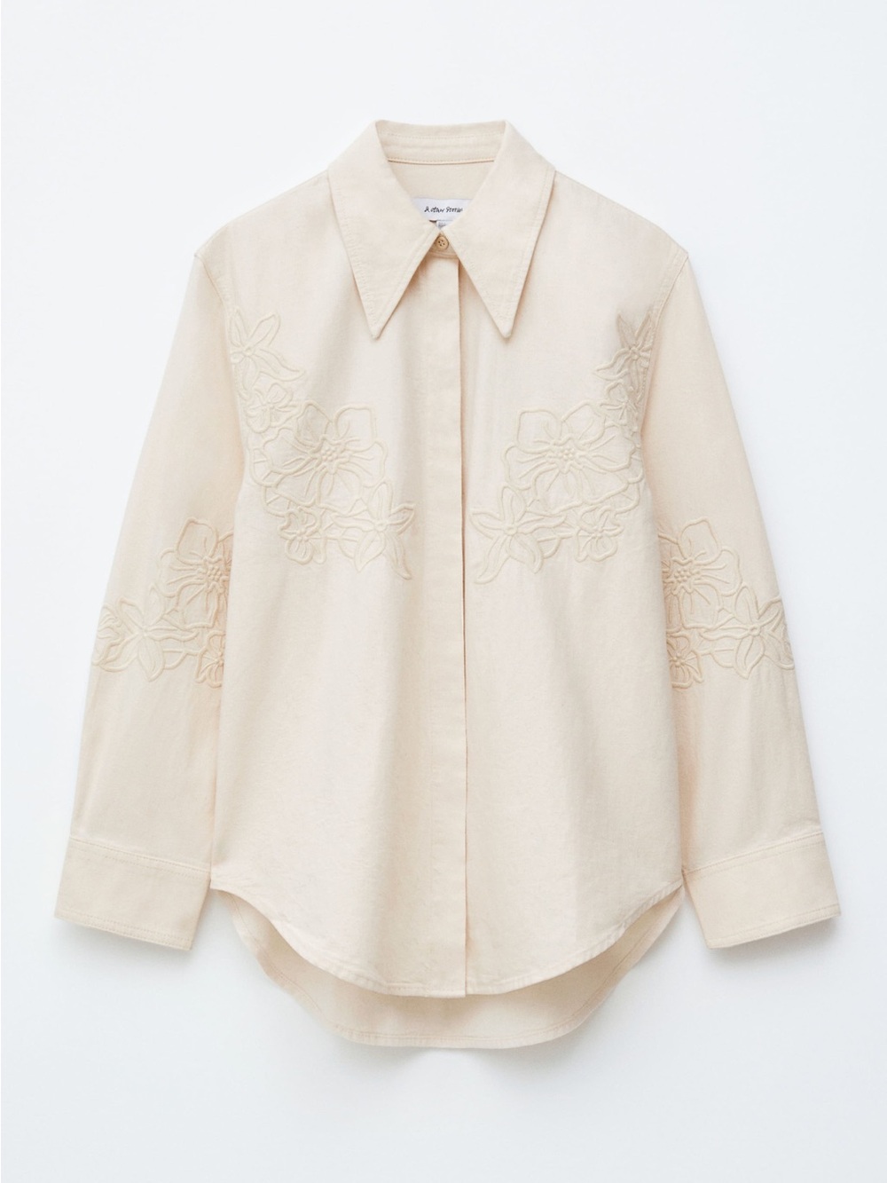 & Other Stories Oversized Cream Embroidered Button-Down Shirt